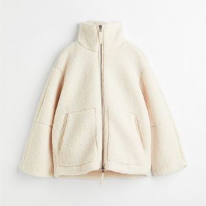 H&M Cream Teddy Zip-Up Jacket